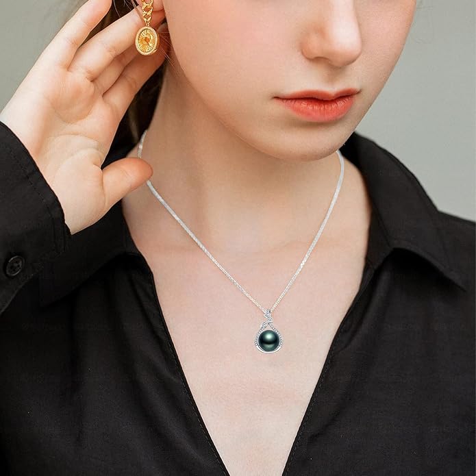 NONNYL Tahitian Black Pearl Necklace - Mom's Day Gifts for Women: Anniversary, Christmas, Birthday Jewelry