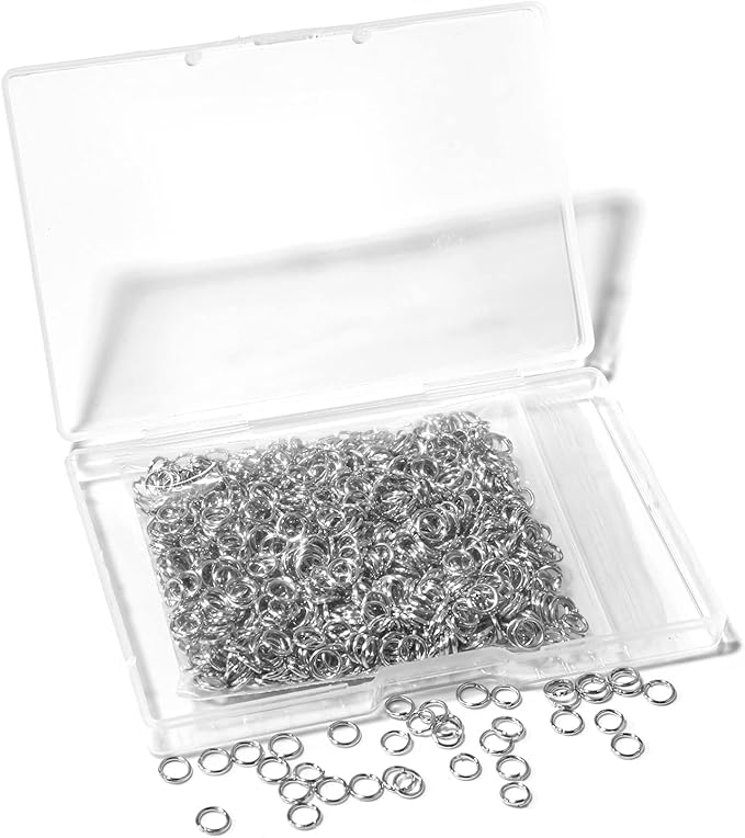 1000 Pcs 5mm Open Jump Rings Rhodium Plated Jump Rings for Jewelry Making Iron Made Single Ring Bulk for DIY Craft Earring Necklace Bracelet Pendant Choker Jewelry Making Findings