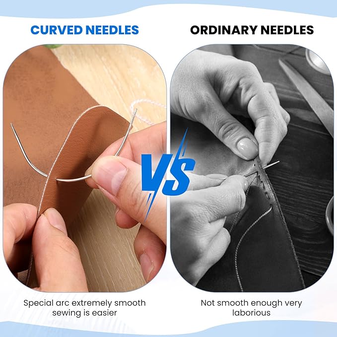 Curved Needle, 28 Pcs Curved Needles Sewing Needles-7 Sizes C-Type Weaving and Leather Needle with Sharp Tips for Carpet Leather Canvas Repairing Blocking Knitting Modelling Crafts Sewing Repair