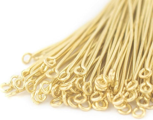 The Bead Chest Gold 21 Gauge 2 Inch Eye Pins (Approx 100 Pieces)