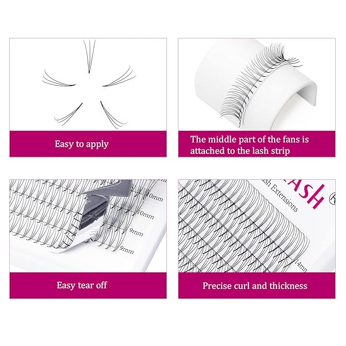 Eyelash Extension 3D 0.07 Volume Premade Fans Mix Tray Premade Fans Eyelash Extensions D Curl Lash Extension Supplies by FADLASH (3D-0.07-D, 8-14mm)