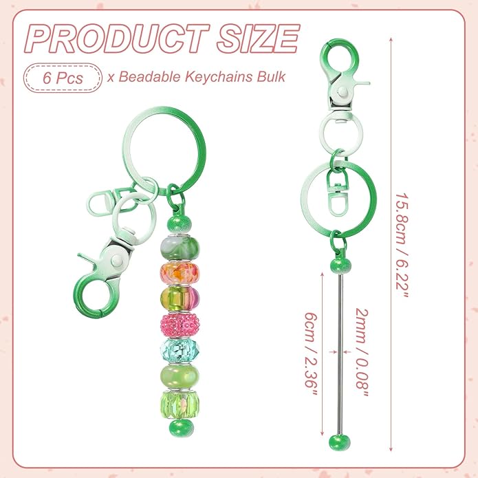 uxcell Beadable Keychain, Keychain Making Supplies, Blank Bead Metal Chain Bars for DIY Crafts Jewelry Making Gift