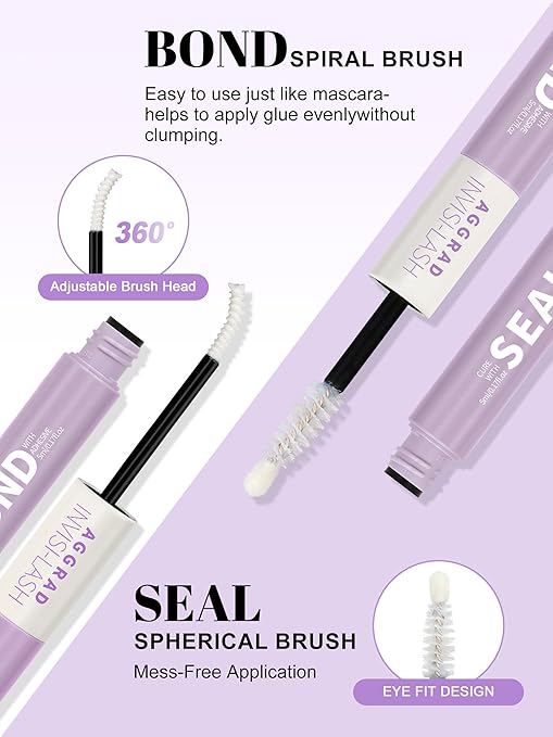 Clear Lash Cluster Glue Bond and Seal Waterproof 150H Super Strong Hold Long-Lasting for Eyelash Clusters Extensions DIY Self Adhesive Individual Lash Glue Kit Clear Bonder & Sealant with Remover