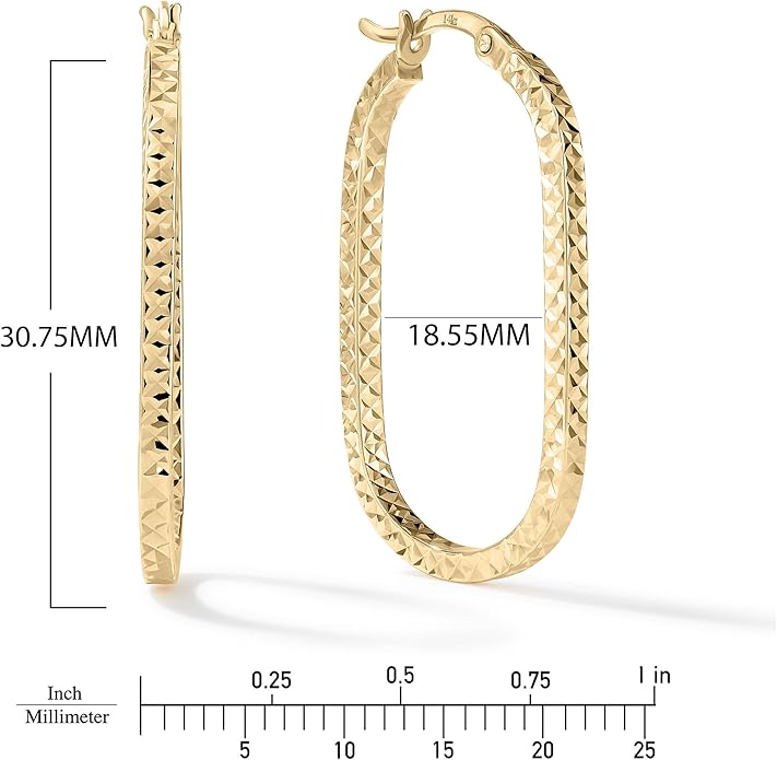 Paperclip Oval Hoops in Real 10K White Gold with a Diamond-Cut Finish | 30mm Length | Real Gold, Stamped for Authenticity