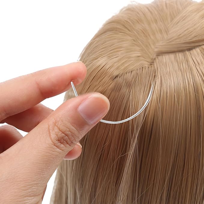 Hair Needle and Thread Set Sewing 12 Pcs Set Hair Extension Tools Curved Needle Colored Weaving for Making Wig, Sew in Thread Hand Sewing Weave Extension