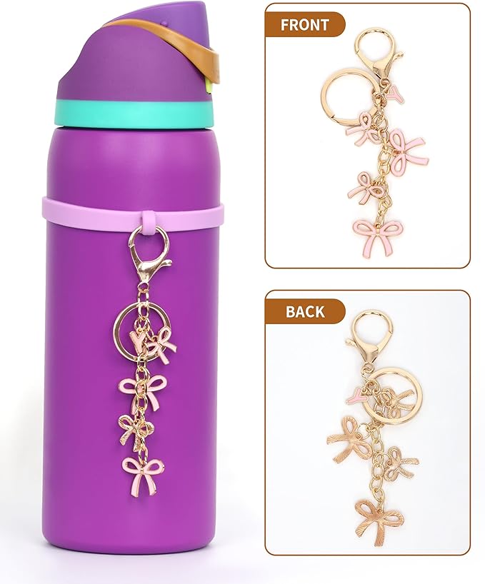 Bow Purse Charms Keychain - Pink Bow Alphabet Letter Key Chain, Bag Charms Wallet