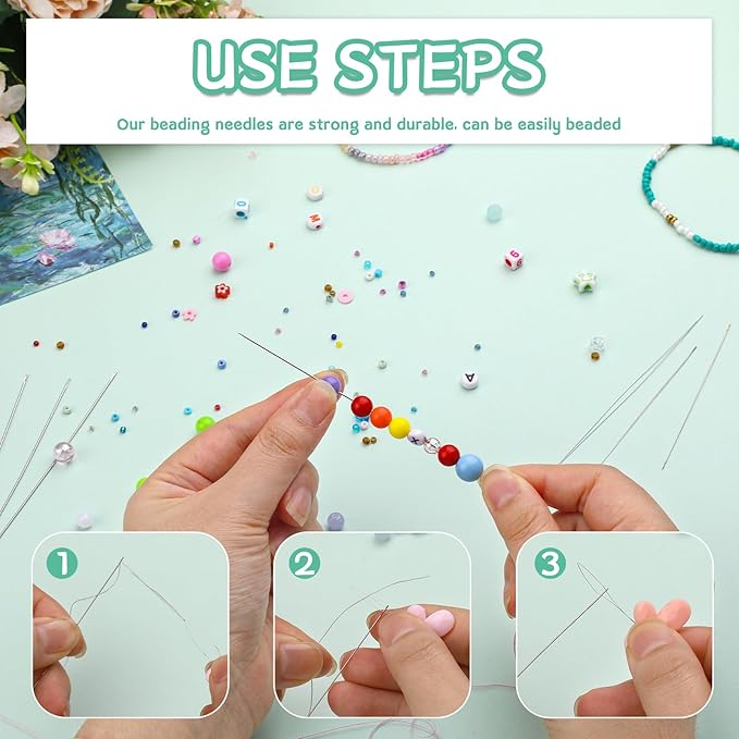 GarfxG 80 PCS Bead Needle Set, 60 PCS Straight Seed Beading Needles, 10 PCS Collapsible Big Eye Beading Needles w 2 PCS Twisted Bead Needles for Jewelry Making, Bead & Sequin Embroidery Crafting DIY