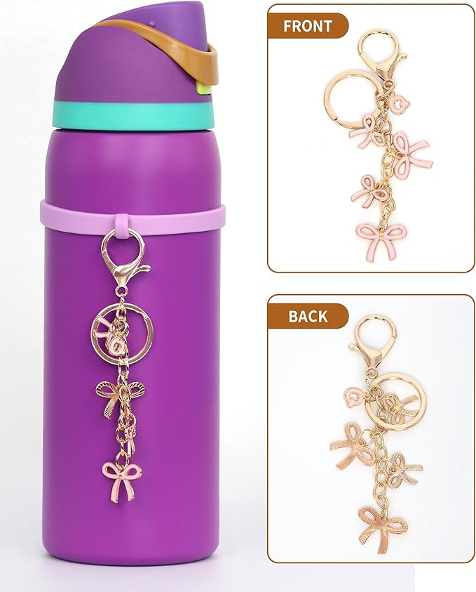 Bow Purse Charms Keychain - Pink Bow Alphabet Letter Key Chain, Bag Charms Wallet