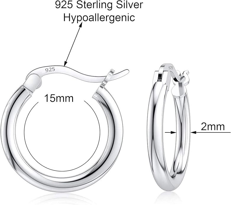 Savlano 925 Sterling silver Round Hoop Earrings for Women & Men Comes in 10MM-25MM