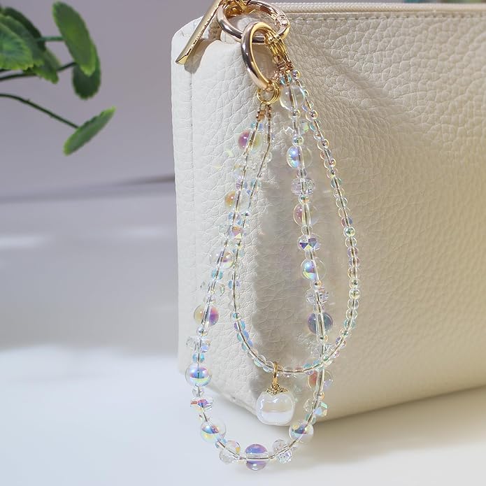 Phone Wrist Strap,Crystal Phone Chain Wristlet,Bracelet Wrist Lanyard,Cute Beaded Bag Charms,Decorative Purse Chain