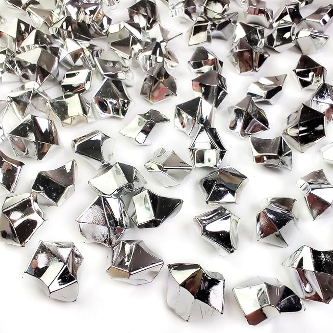 HappyFiller Christmas Decorations Home Accents,Silver Fake Ice Rocks Cubes Acrylic Gems Treasure Gemstones for Vase Fillers,Wedding Centerpieces Table Scatters,DIY Resin Arts Crafts,13 OZ