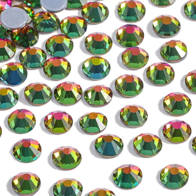 Beadsland Hotfix Rhinestones, 288pcs Flatback Crystal Rhinestones for Crafts Clothes DIY Decorations, Rainbow, SS30, 6.3-6.5mm