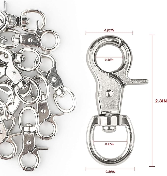 HOSUKKO 30PCS Trigger Snap Hooks,360 Degree Heavy Duty Snaps Swivel Lobster Clasps,Stainless Steel Swivel Claw Clips for Pet Cages,Dog Leash,Camera Straps,Snap Hook Purse