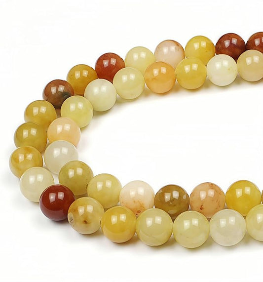 MJDCB Natural Stone Beads 4mm 85pcs Round Mixed Color Yellow Jade Loose Gemstone Bead Charms for Jewelry Making Bracelet Necklace Earring Pendant