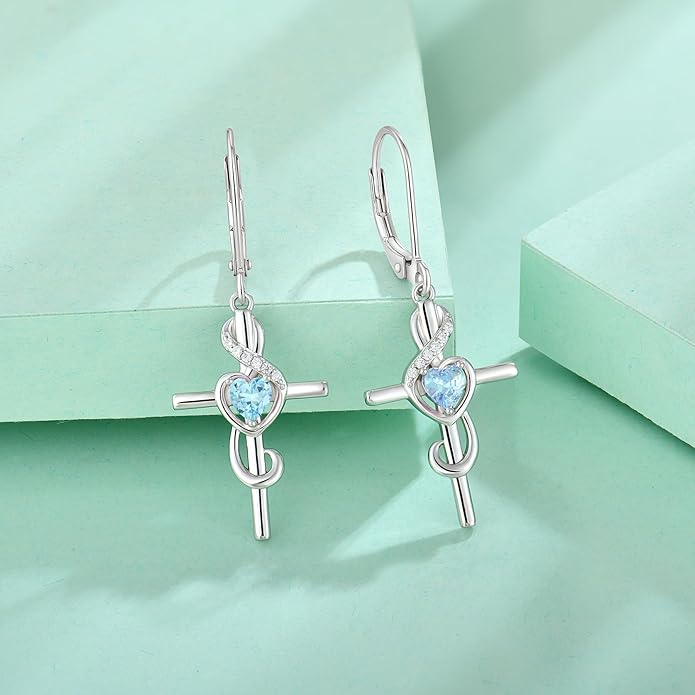 Starchenie Women's Note Cross Earrings Sterling Silver Treble Clef Leverback Earring Music Note Jewelry for Music Lover