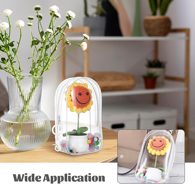 Clear Keychain Pouch, Keychain Figure Display Case for 17cm Doll, Waterproof Hanging Figure Display Bag with Keychains Mini Small Clear Makeup Zipper Pouches Bag Closure for Blind Box Dolls Collection