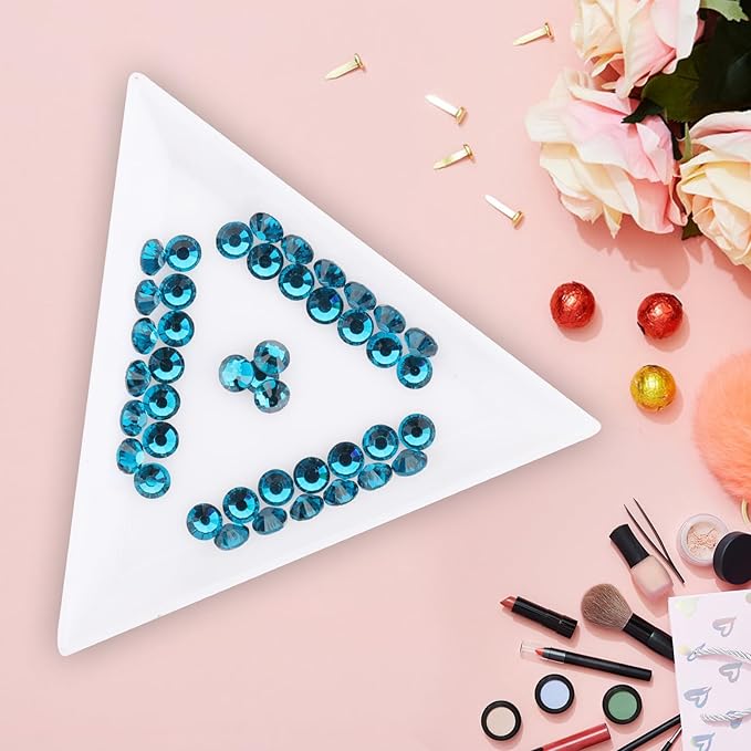 Jollin Glue Fix Crystal Flatback Rhinestones Glass Diamantes Gems for Crafting Nail Art Crafts Decorations Clothes Shoes 4.8mm (ss20 1440pcs, Blue Zircon)
