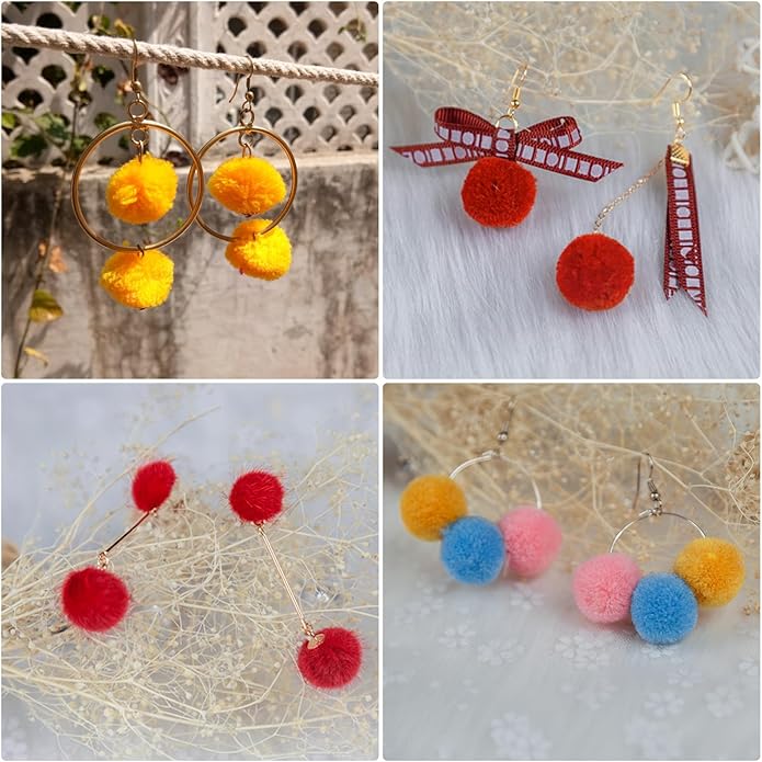 PATIKIL 50pcs Pom Poms Charm, Pompoms Charm Craft Pom Poms Pendants Balls Small Fluffy Tassel Bulk for Crafts Jewelry Making