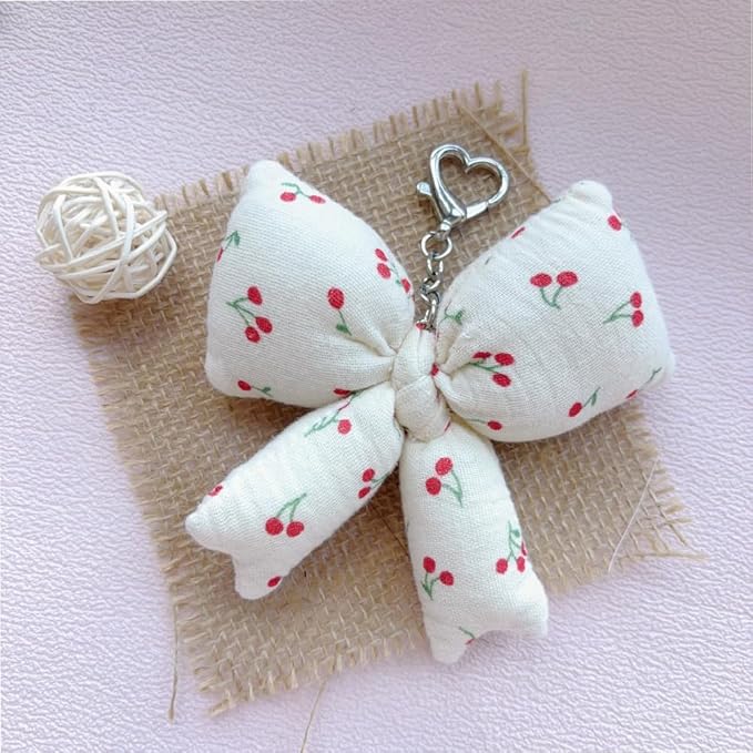 Pink Bow Keychain Bag Charms Y2K Bowknot Plaid Keychains Coquette Aesthetic Purse Handbag Backpacks Charms