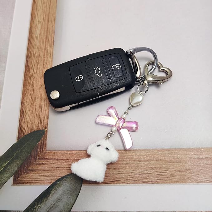 Cute Dog Keychain Fuzzy Dog Puppy Decor Keychain Aesthetic Y2K Bag Charms Stylish Dog Pendant Keychains Accessories