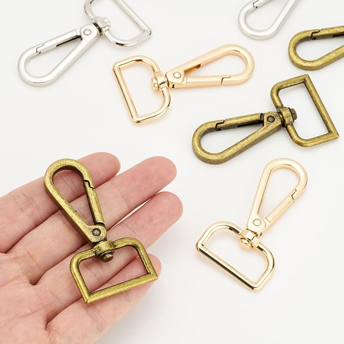9 Pcs D Ring Swivel Lobster Claw Clasp Push Gate Snap Hooks Trigger Clips for DIY Crafts Keychain Purse Handbag Making,1 Inch Mixed