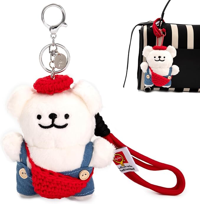 YOU WIZV Cute Dog Plush Keychain for Women - Kawaii Stuffed Animal Charm for Purse, Backpack & Bag Accessories