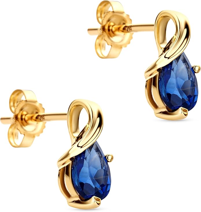 Orovi 0.40Inch 14K Gold Earrings for Women in 14K White Gold/Yellow Gold 585 with Pear-Shape Rubies/Sapphires/Emeralds/Blue Topaz/Amethysts Gemstones, Handmade Jewelry for Women, Dangle Earrings