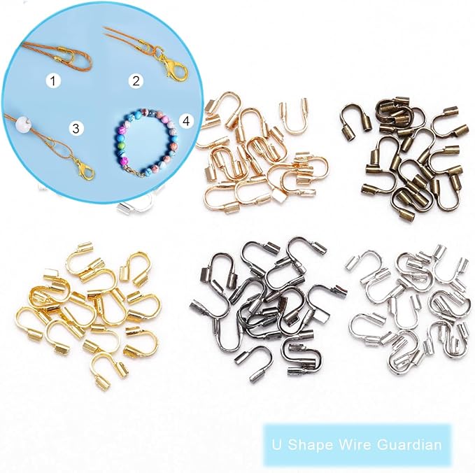 1400 Pieces Brass Tube Crimp Beads Wire Guardians Crimp Bead Knot Covers Bead Tips Knot Covers for DIY Bracelets Necklaces Jewelry Making Crafts Supplies(Bronze)