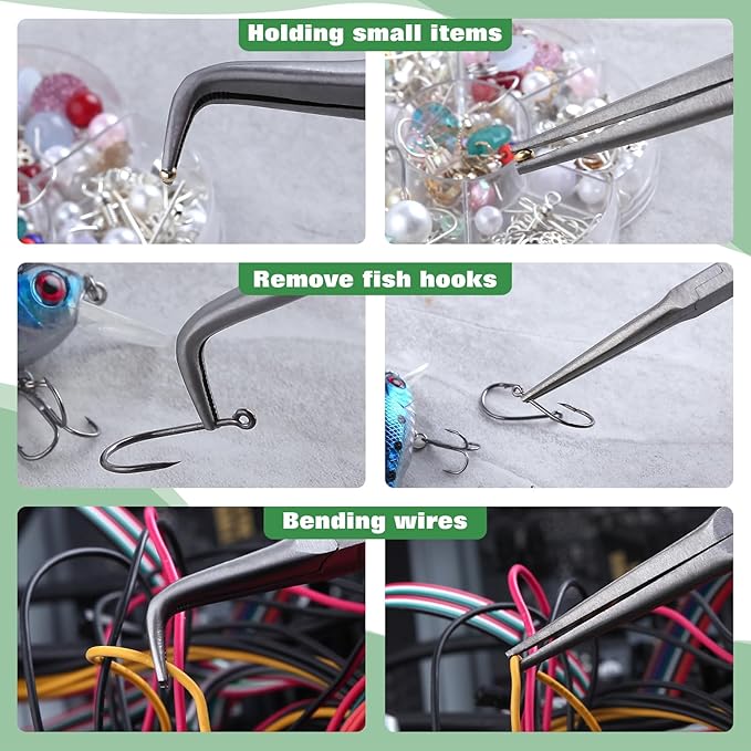 SPEEDWOX 2PCS Mini Bent Needle Nose Pliers With Teeth And Needle Nose Pliers For Jewelry Making 5" 45-Degree Bent Long Nose Pliers With Serrated Jaw Needle Remover Pliers Fishing Tools