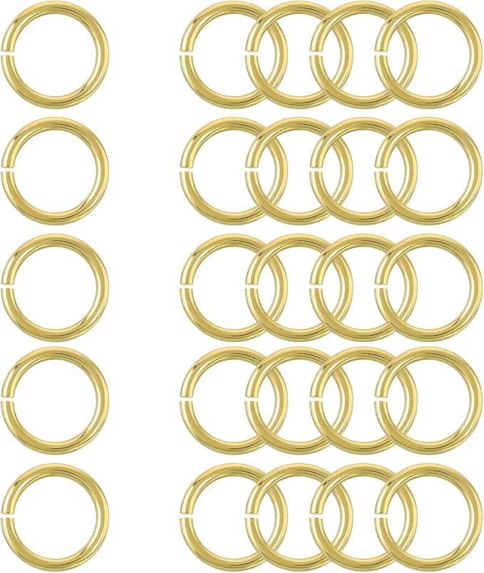 uxcell 25Pcs Open Jump Rings, 15mm/0.59" OD Brass Jump Ring Connectors 2mm Thick O Rings for Necklaces Bracelet Jewelry Making Keychain DIY Craft, Gold Tone