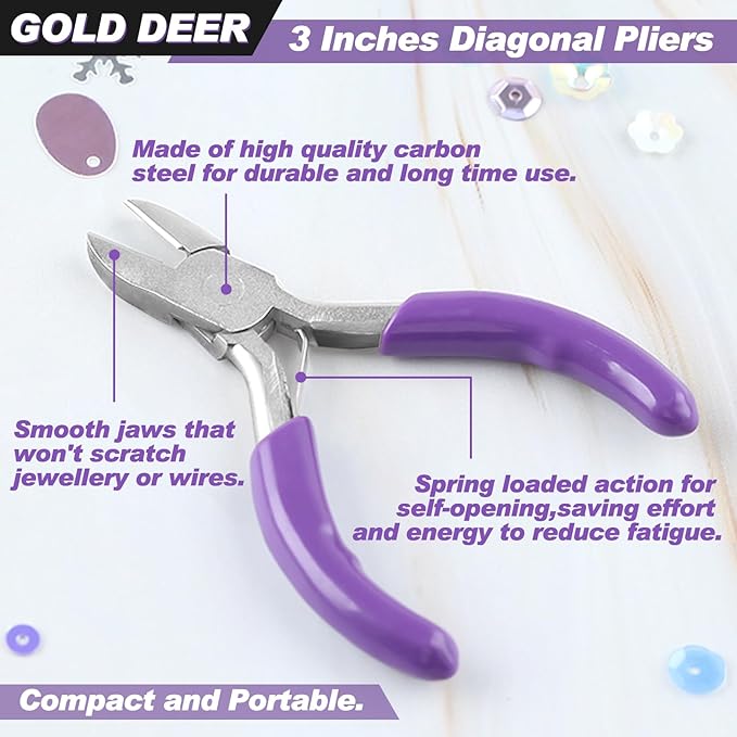 Mini Diagonal Pliers 3 Inches Wire Cutters Small Side Cutter Mini Jewelry Pliers High Hardness Wire Cable Snips Flush Cutter Snips Tools For Wire Wrapping Bending Cutting Snipping