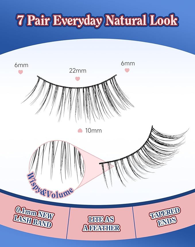 Lashes Half Natural Wispy 3/4 Eyelashes Flared Corner Eyelashes False CatEye Lash Half Small Eyelash 7 Pairs D47
