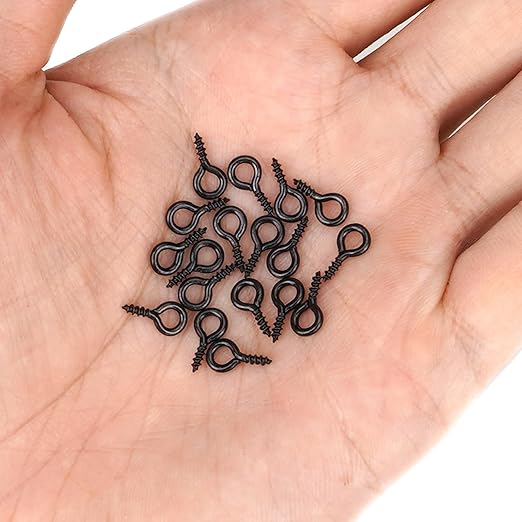 Aovchei Eye Screws, 500PCS 0.39 Inches Heavy Duty Metal Screw Hooks, Self Tapping Eye Bolts, Indoor & Outdoor for Hanging Artwork, Black