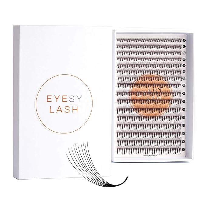 Eyesy Lash 448 Narrow Promade Fans - 10D 0.07mm Thickness D Curl 9-15mm Mixed Lengths - Mega Volume Eyelash Extension Long Stem Narrow Premade Lash Fans Fluffy Pre Made Eyelash Extension Trays