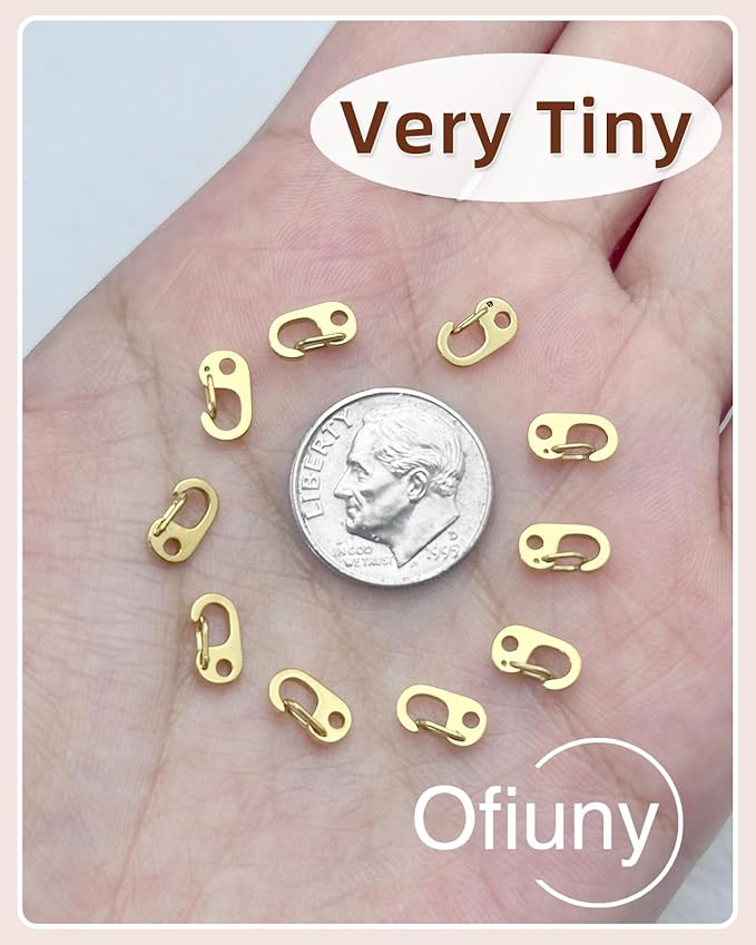 10Pcs Oval Clasp Carabiner Necklace Clasps and Closures, Spring Ring Clasp Pearl Necklace Enhancer Connector for Jewelry Bracelet Making
