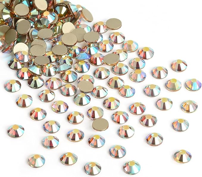 288pcs Flatback Rhinestones Glue Fix Crystal Glass Diamantes Gems for Crafting Nail Art Crafts Decorations Clothes Shoes 7.2 mm (ss34, DawnLight)