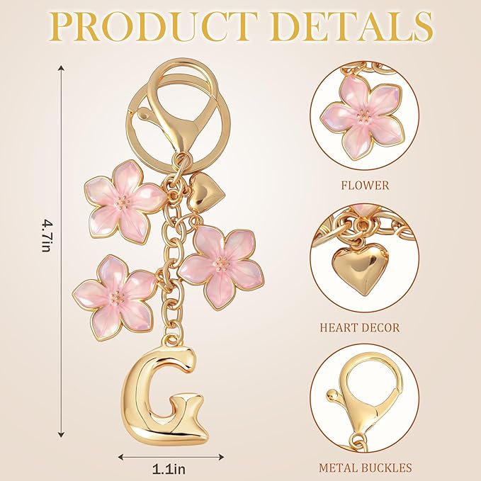 Snycler Bubble Initial Keychain Graceful Flower for bags car remote–A-Z Letter Charms for Women