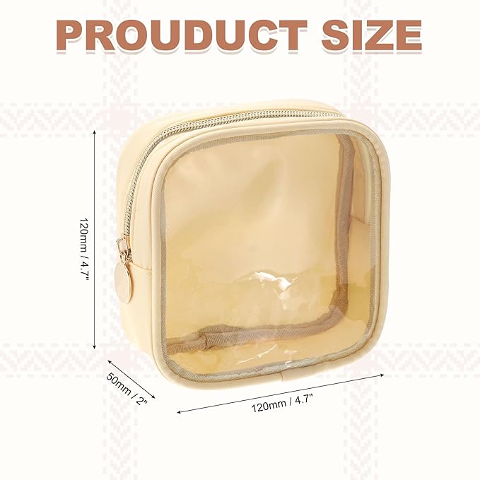 uxcell Clear Makeup Bag Small Cosmetic Bag Case Transparent Toiletry Organizer with Zipper, Portable Makeup Pouch for Daily Use Travel, Mini, Yellow