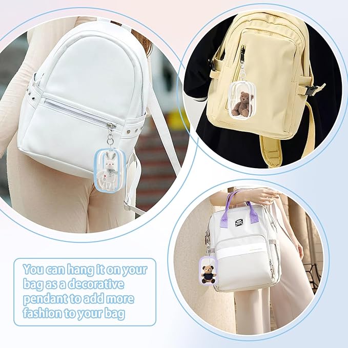 6 Pcs Clear Figure Display Bag with Keychain, Zipper Clear Display Case, Mini Doll Pouch for Figures Collectibles