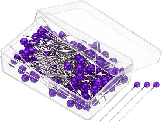 PATIKIL Sewing Pins, 600 Pcs 1.5 Inch Straight Pin with Plastic Pearlized Ball Head for Fabric, Decorative, Jewelry DIY, Craft and Sewing Project, Dark Purple