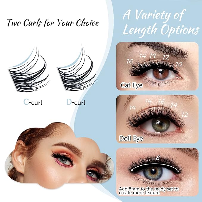 KevKev Lash Clusters 84 Pcs DIY Cluster Eyelash Extensions Individual Lashes Soft & Comfortable (Breeze, C-12mm)