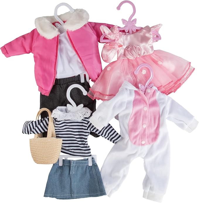 Pink Full-Outfit Hanger 24pk for American 18" Doll Clothes- Hold Your Tops & Bottoms Together Including Dresses, Pants, Shirts, Skirts, & Accessories- Perfect Girl Gift Set