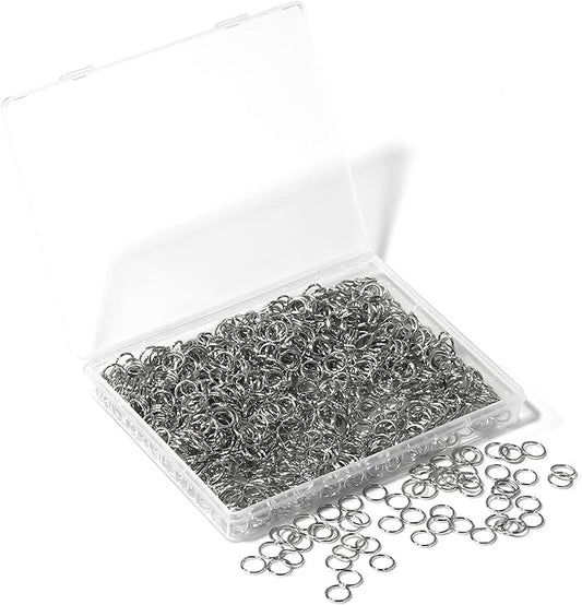 1000 Pcs 8mm Open Jump Rings Rhodium Plated Jump Rings for Jewelry Making Iron Made Single Ring Bulk for DIY Craft Earring Necklace Bracelet Pendant Choker Jewelry Making Finding