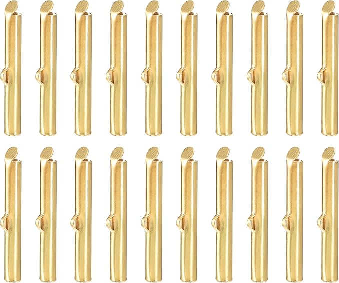 uxcell 100Pcs Slide on End Clasps, 30mm Tube Ball Bead Slider Crimp Ends for Multi-Strand DIY Craft Making, Light Golden