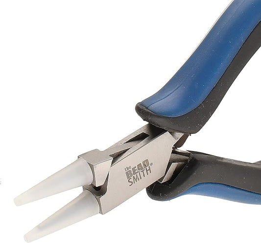 The Beadsmith Round Nose Nylon Jaw Pliers – 5 inches (127mm) – Ergonomic Handle, Double Leaf Springs – Includes Replacement Heads – Jewelry Making Tool for Creating Bracelets, Earrings & Necklaces
