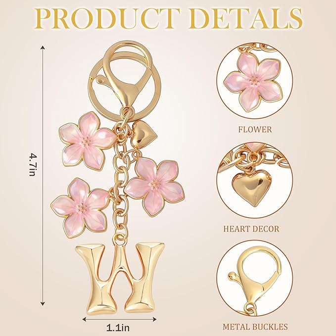 Snycler Bubble Initial Keychain Graceful Flower for bags car remote–A-Z Letter Charms for Women