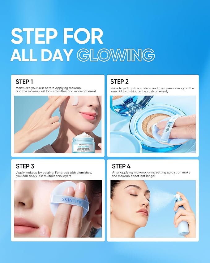 Velvet Matte Cushion Foundation Blue #02 Ivory| Full Coverage,12H Oil Control,Ideal for Oily & Combination Skin,Waterproof,Long-Lasting, Lightweight, Hydrating,Transfer-Proof
