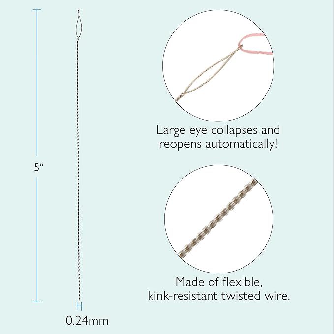 The Beadsmith Basic Elements Collapsible Eye Needles – 5 Inch Long – Flexible Twisted Wire – Large Eye, Easy to Thread – 4 Extra Fine Needles