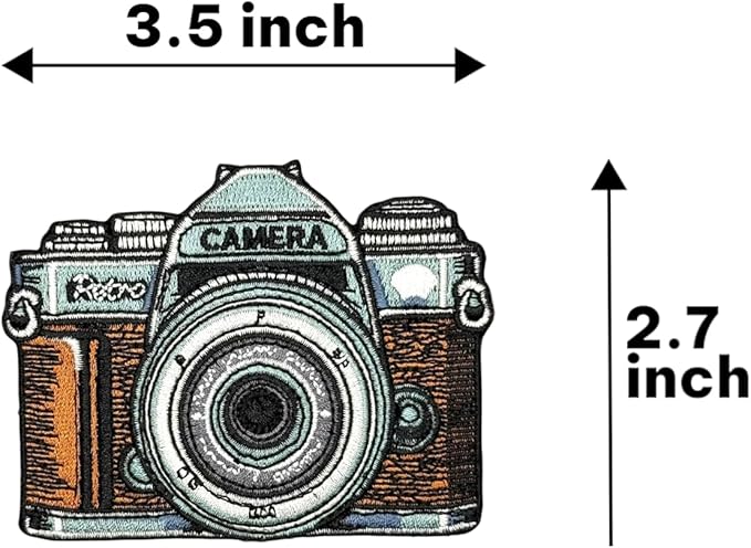 3.5" Embroidered Vintage Retro Camera Iron On Patch | Decorative Vintage Retro Camera Applique Iron On/Sew On Patches for Clothing, Hats, Backpacks, Clothes, Jackets
