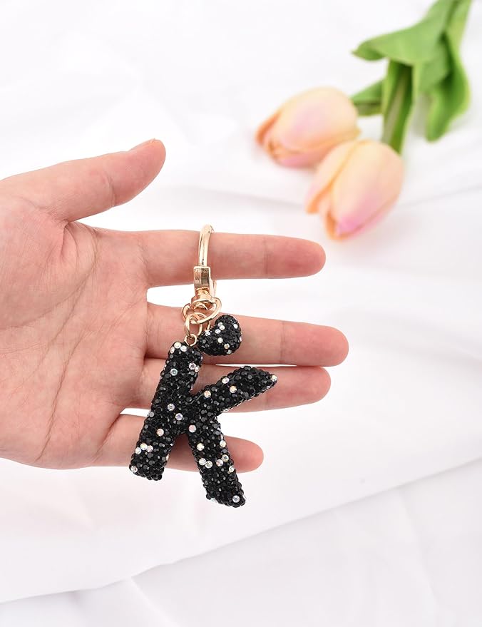 Initial Keychain for Women Girls,Bling Letter Key chain Initial with Heart,Pink Keychain Charms for Backpack Handbag